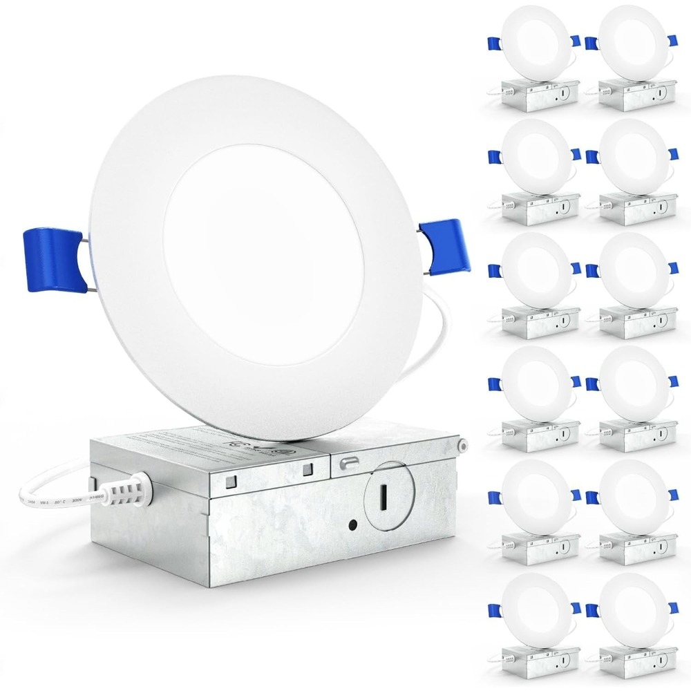 Sunco 12 Pack 4" Slim LED Recessed Lights Canless 5000K Dimmable IC Rated ETL
